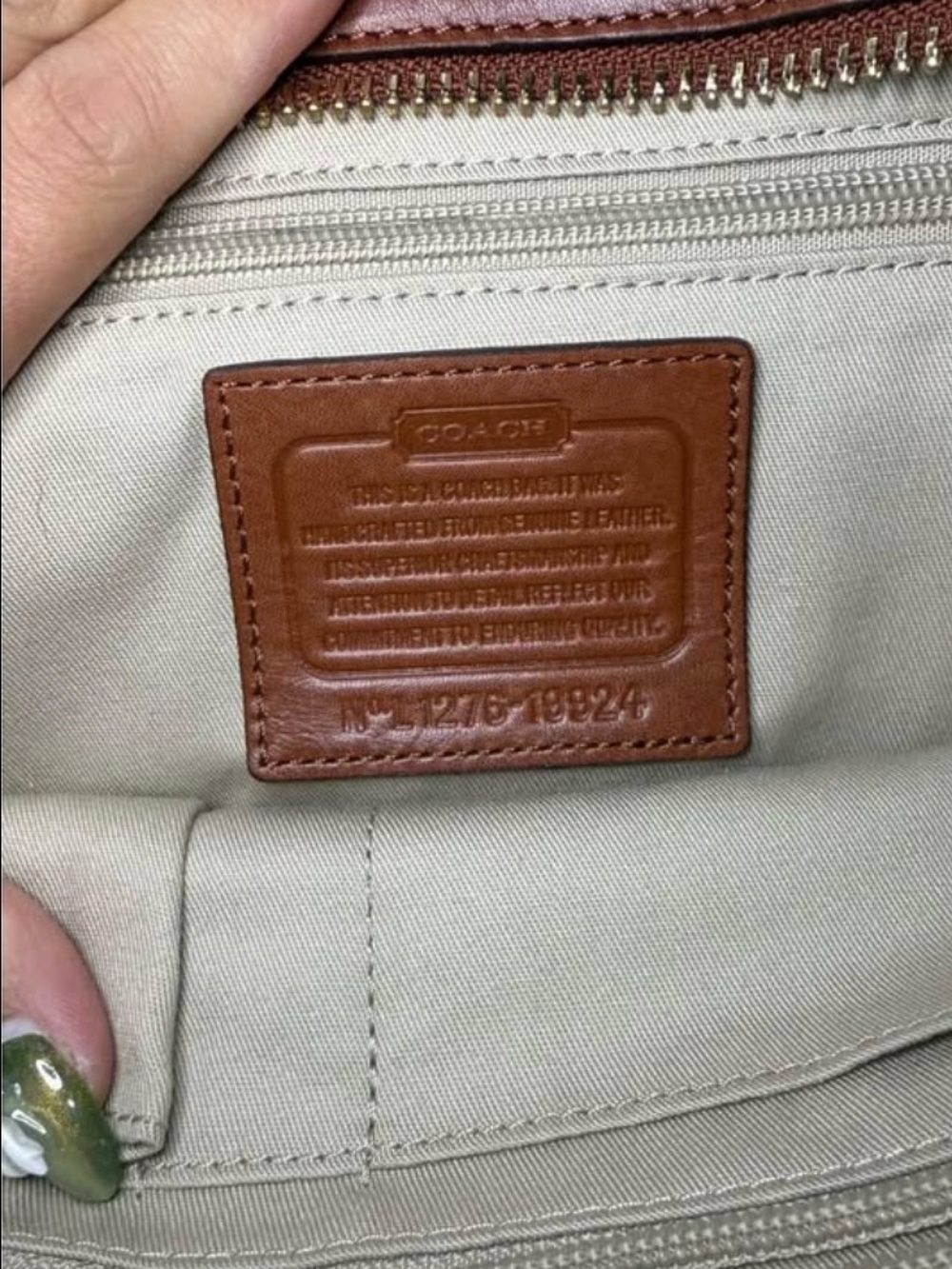 COACH Cognac Brown Leather Tote with Tassel Charm - Picture 6 of 7